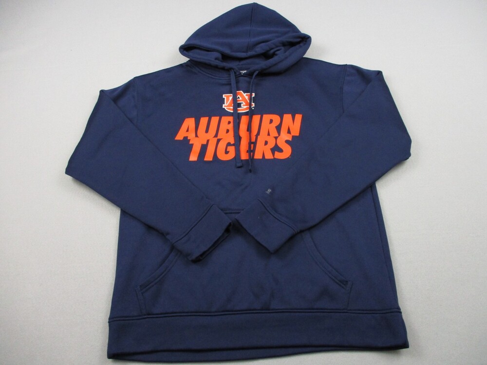 Auburn Tigers Hoodie Men Medium Blue Orange Champion Pullover Sweatshirt NCAA M